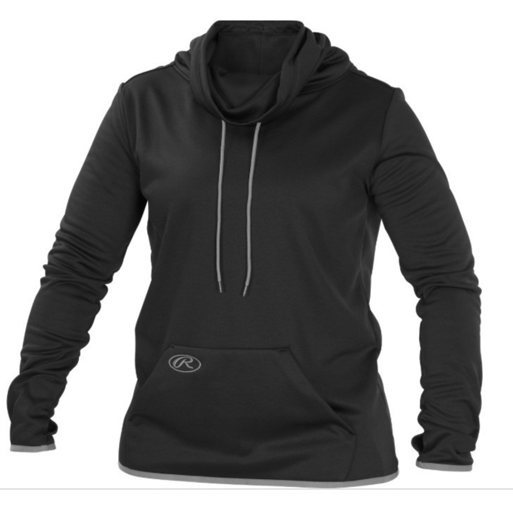 Rawlings Hoodie Women Medium Black New Cowl Neck Thumbhole Athletic WPFF-B-89
